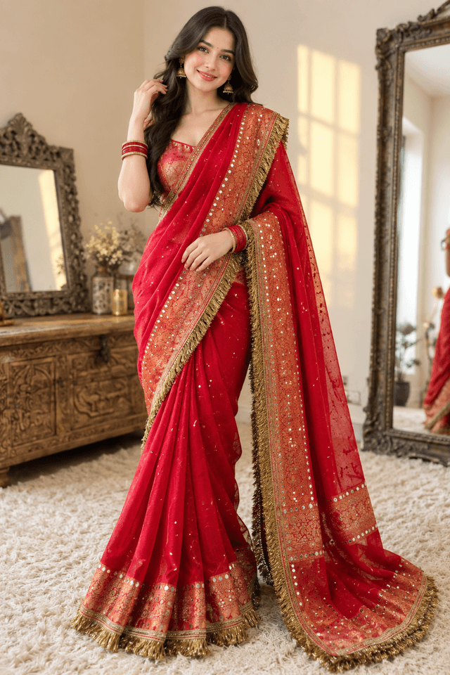 Mirror work Saree