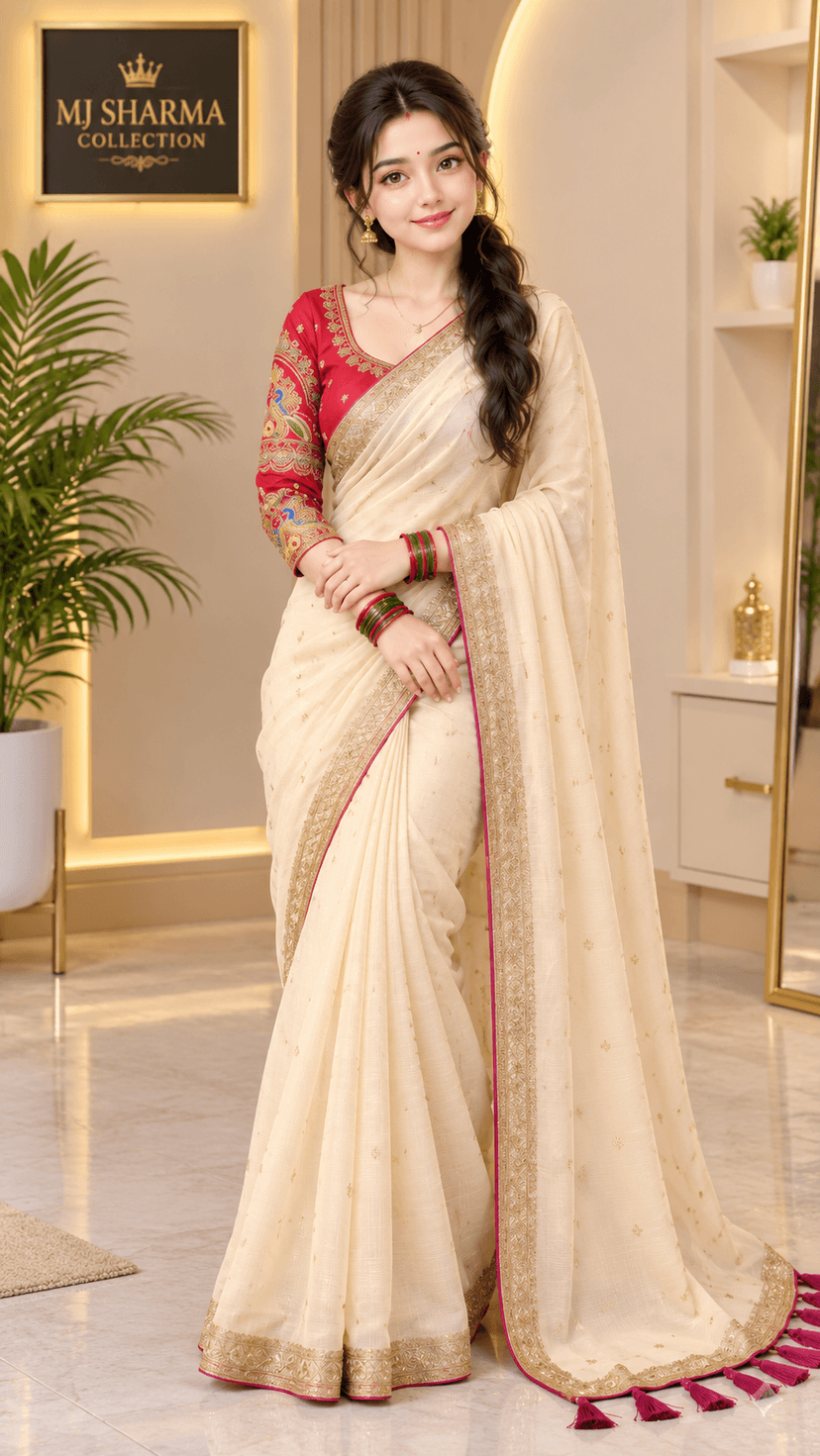 Chiffon Benglori Saree with Stitch Blouse - Image 1